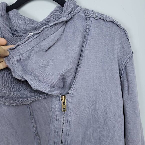 We The Free People Womens Hazel Cardi Jacket Small Gray Full Zip Slouchy Grunge - Picture 3 of 8